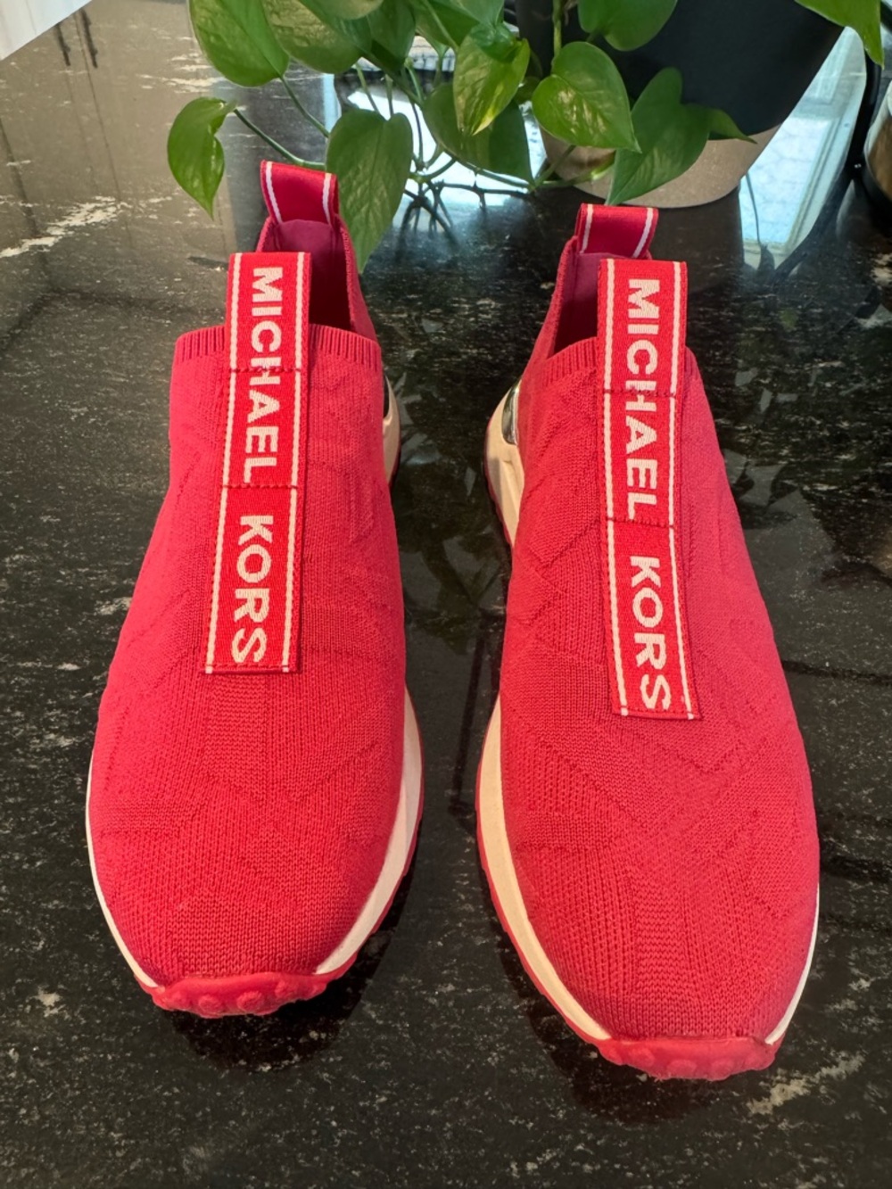Michael Kors Red Knit Slip-On Sneakers 8.5 - Picture 2 of 6